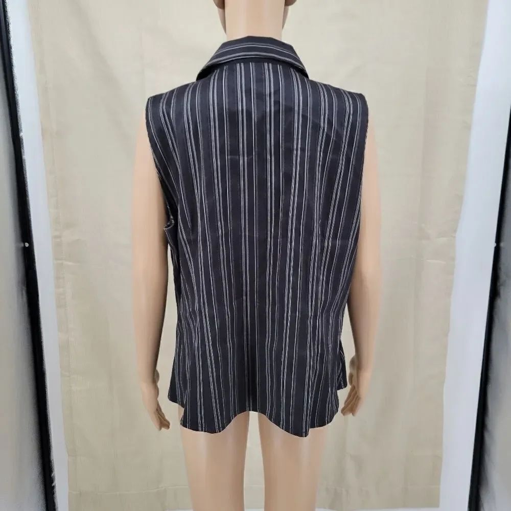 Y2K Women's Black Pinstripe Women's Plus Size 3X Corporate Gothic Tank Top - Picture 7 of 13